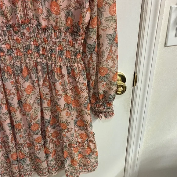 NWT Max Studio Floral Long Sleeve Dress - Pink and Orange in Sz XL - Picture 4 of 14